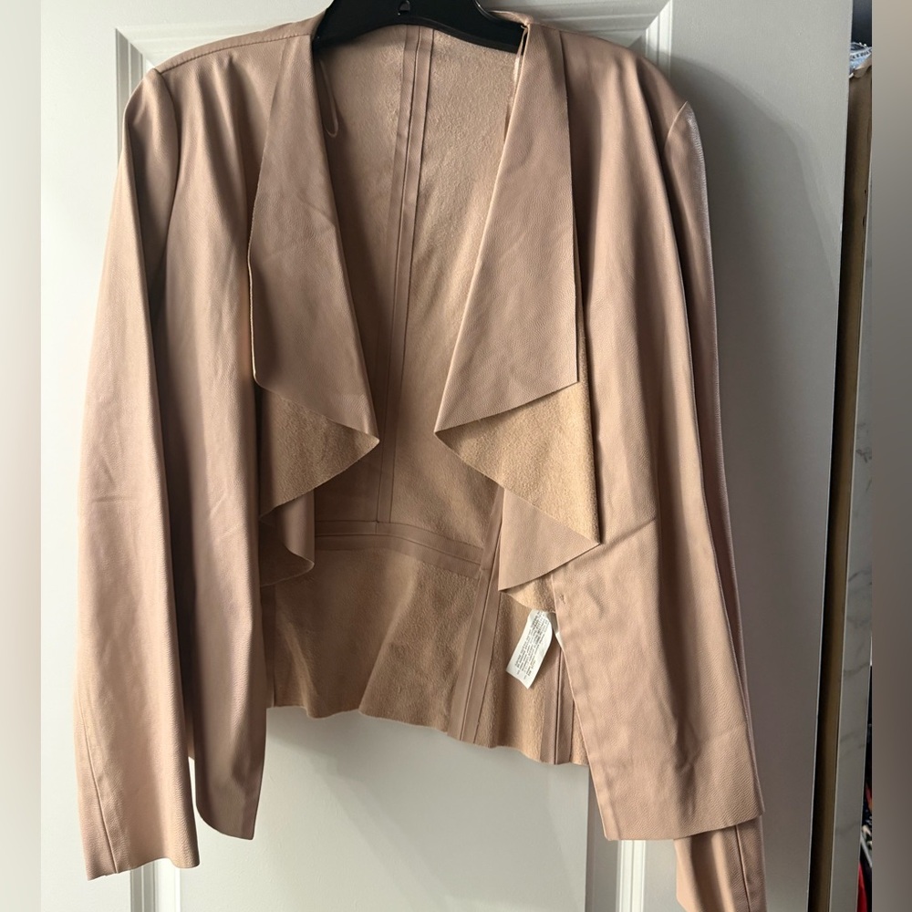 Zara Women’s Draped Open-Front Blazer Faux Leather Jacket - Picture 2 of 3